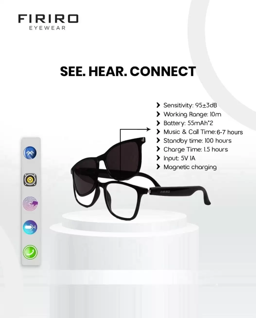 FIRIRO NIOR COMMAND GO5 Smart glass with polorized clip on