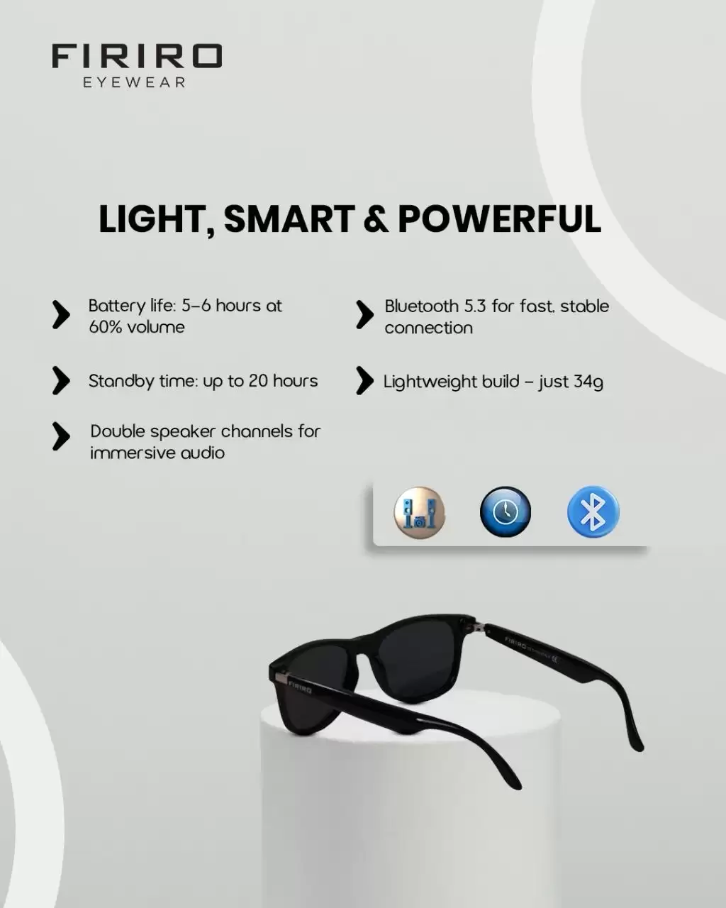 FIRIRO ICONWAVE SMART GLASS WITH POLARIZED LENS